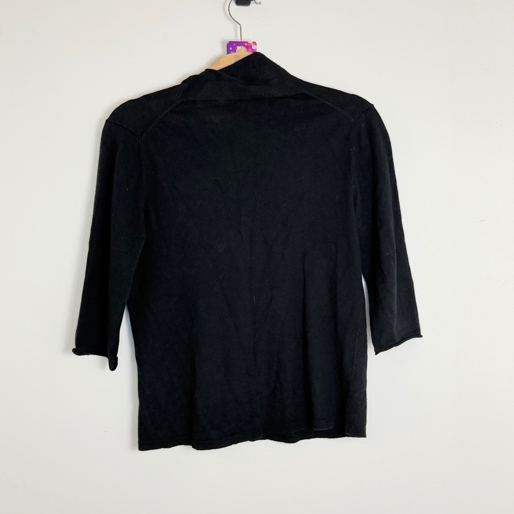 EILEEN FISHER Petite Black Cotton Cashmere VNeck Dolman‎ Sleeve  Sweater PS - Picture 3 of 6